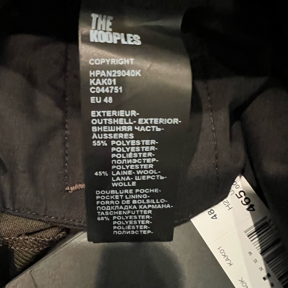 THE KOOPLES Mid-Rise Wide-Leg Trousers FR 48/ US 32 NWT Khaki Color black stripe - Picture 9 of 14